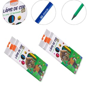 Kit 2 Caixa Lápis De Cor 12 Cores Resina Reciclada Sextavado