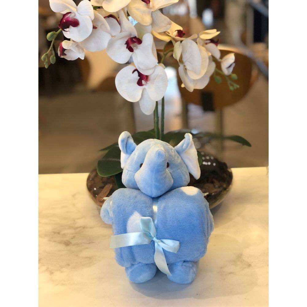 Kit Baby Manta/Bichinho Pelucia Microfibra.Elefante