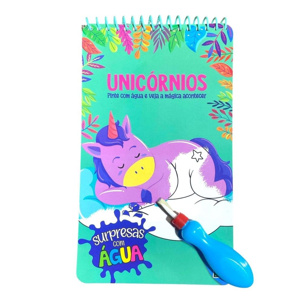 Livro Infantil Surpresas Com Água: Unicórnios + Pincel