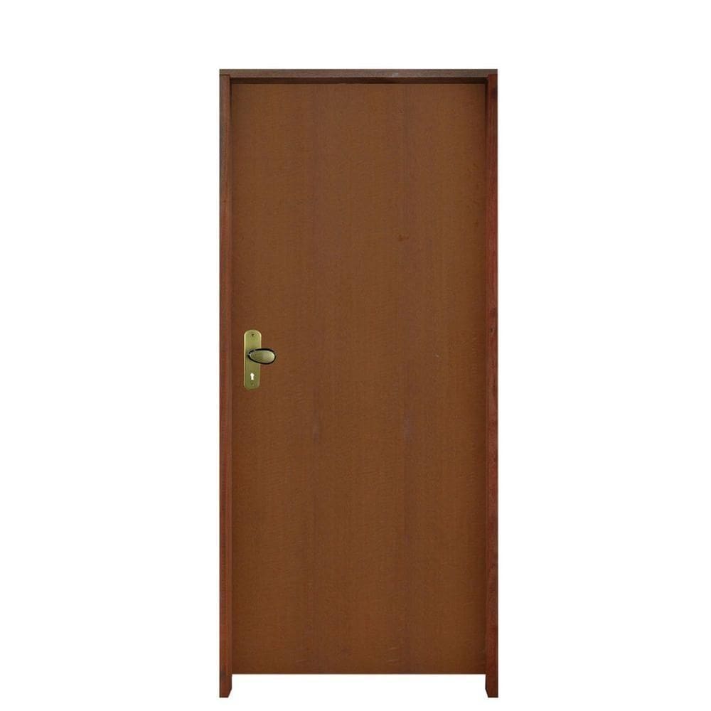 Kit Porta Madeira Lisa Padrão Imbuia 1.02 X 2.10 Batente Misto 14cm Fechadura Interna Lado Direito ? Hale