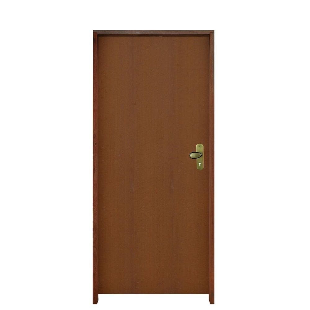 Kit Porta Lisa Padrão Imbuia 62 X 2.10 Batente Ecológico 11cm Fechadura Interna Lado Esquerdo - Hale