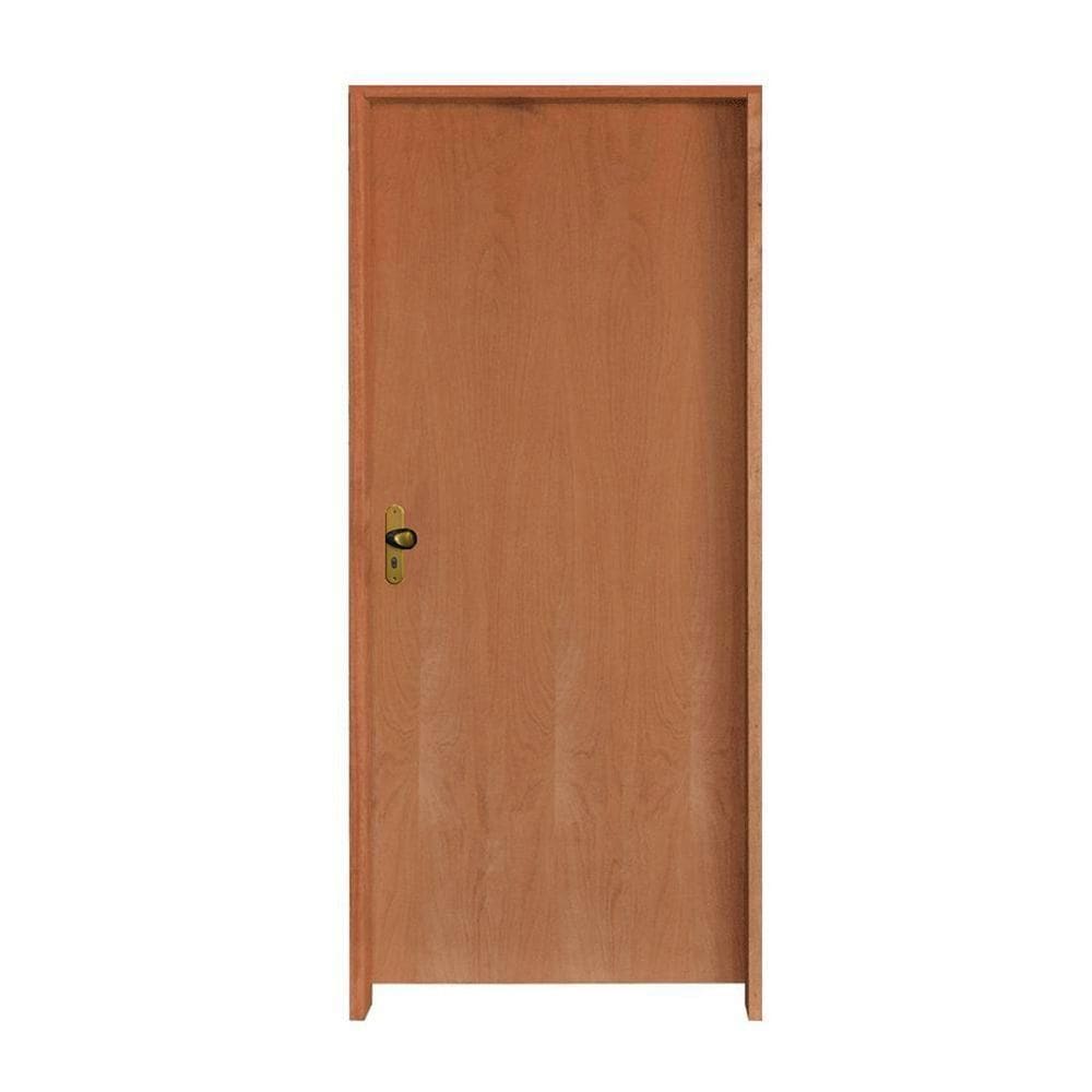 Kit Porta Lisa Padrão Imbuia 82 X 2.10 Batente 14cm Fechadura Externa Lado Direito - Hale