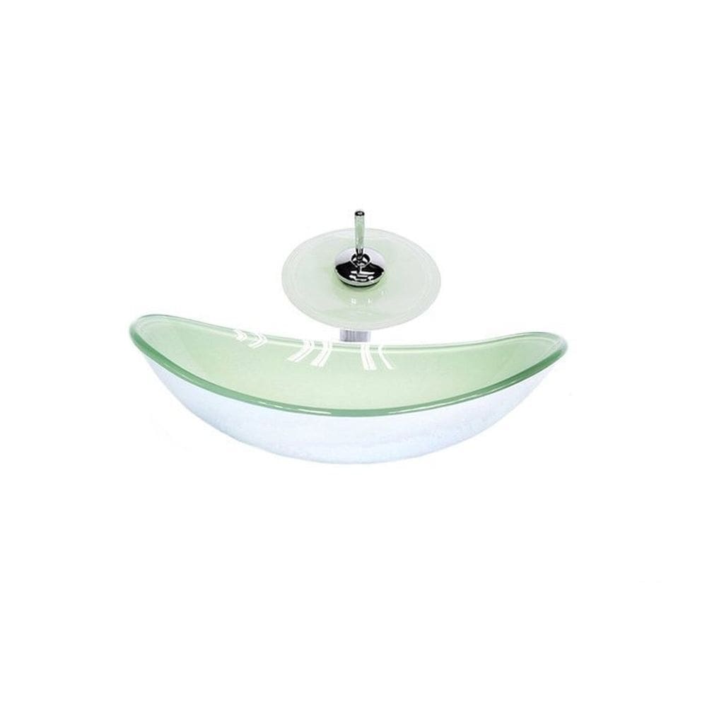 Cuba de Vidro Oval 47cm + Válvula + Torneira Cascata Branco