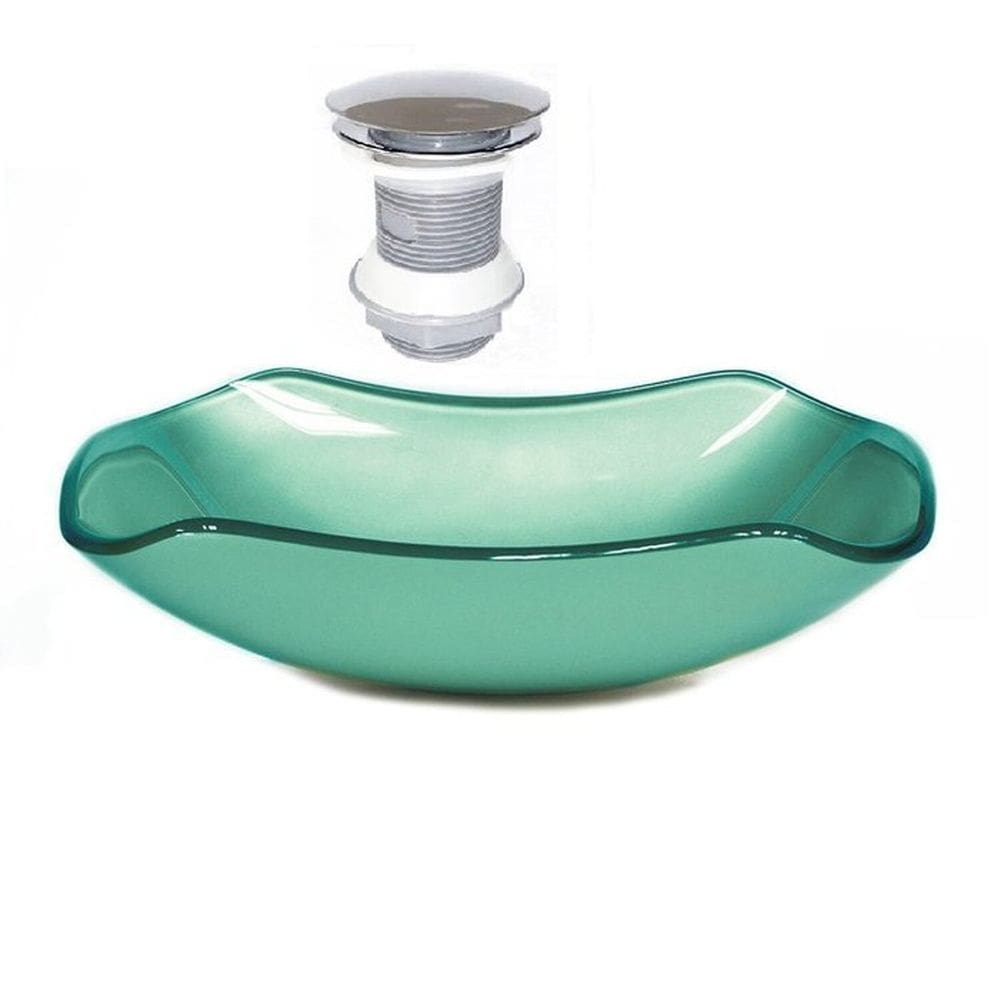 Cuba de Vidro Abaulada 51cm + Válvula Click Verde