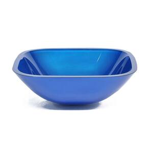 Cuba de Vidro Quadrada 35cm para Lavatórios Azul