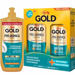Creme para Pentear Niely Gold Pós-Química Poderoso + 13 Aminoácidos + Shampoo e Condicionador