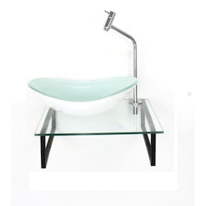 Kit Cuba de Vidro Oval 10cm com Tampo 40cm e Suporte Branco
