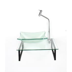 Kit Cuba de Vidro 10cm Tampo 40cm com Suporte Torneira Válvula Incolor