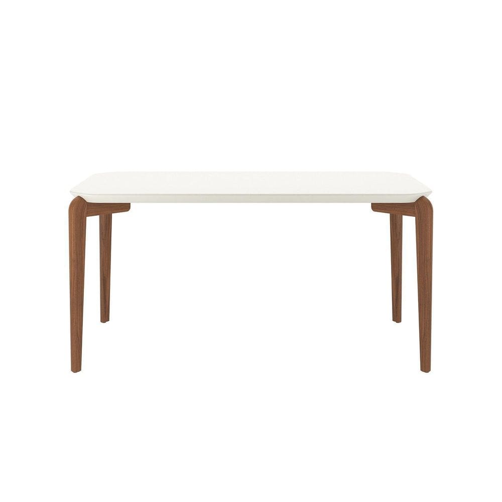 Mesa de Jantar 160cm Retangular com Vidro Donatella Off White Fosco/Natural