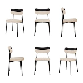 Kit com 6 Cadeiras para Sala de Jantar Mona Yescasa Areia/ Preto