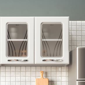 Armário de Cozinha de Aço Aéreo Duplo com Vidro Star Branco