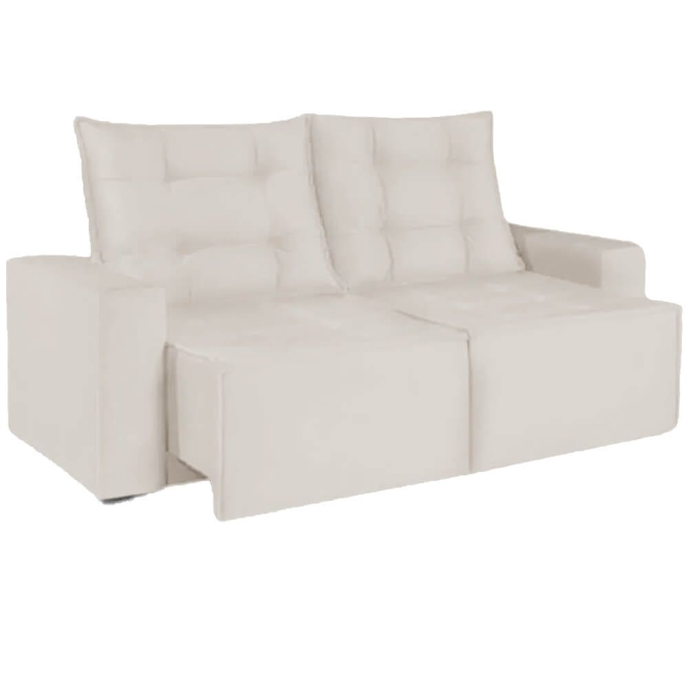 Sofá Macaé 3 Lugares Retrátil e Reclinável Tecido Suede 190cm União Cor Bege Palha