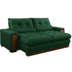 Sofá New Santorini 4 Lugares Retrátil e Reclinável 250cm Tecido Veludo Kasacomigo Cor Verde