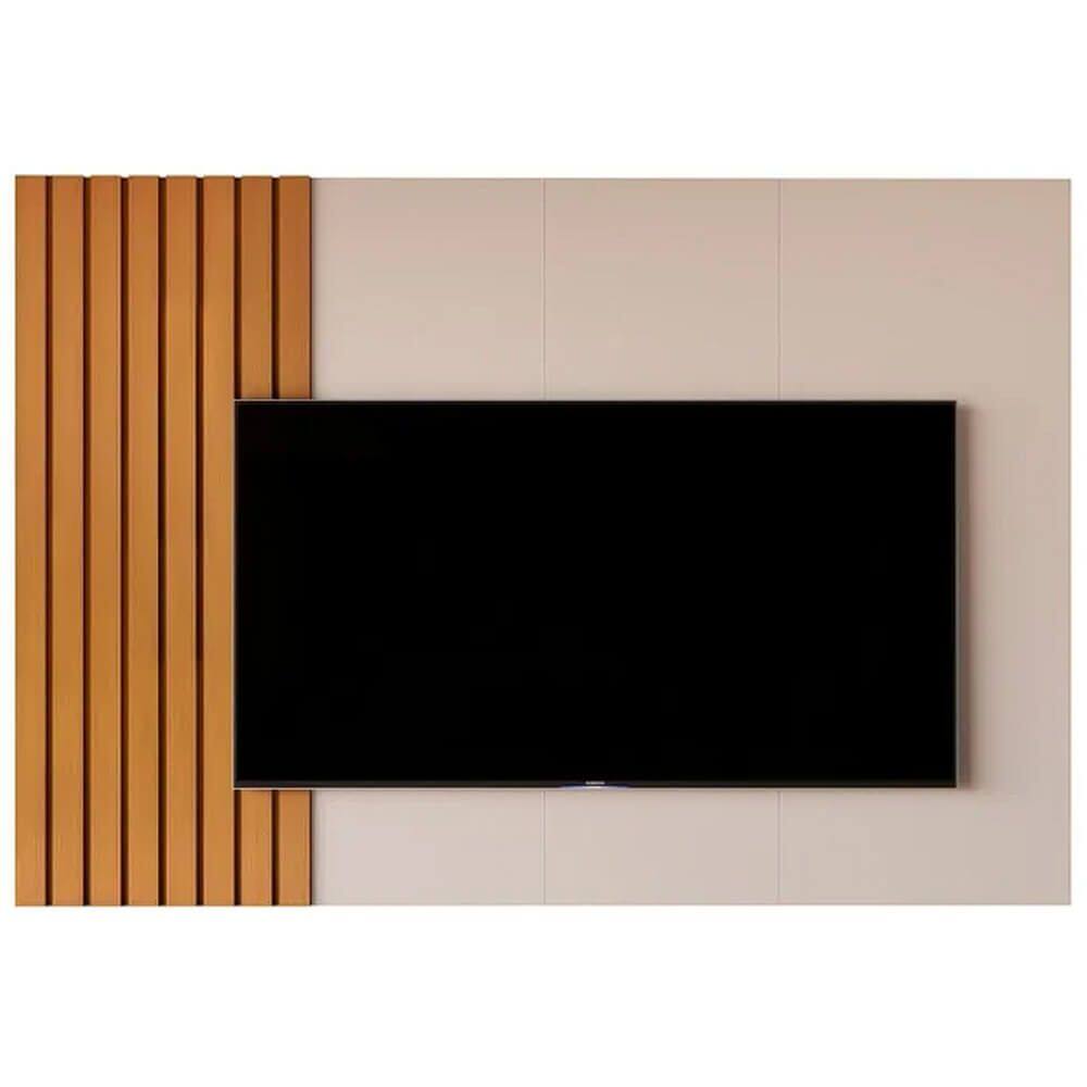 Painel Boto 180cm para TV até 70 Polegadas Ripado com LED JB Bechara Cor Off White Nature