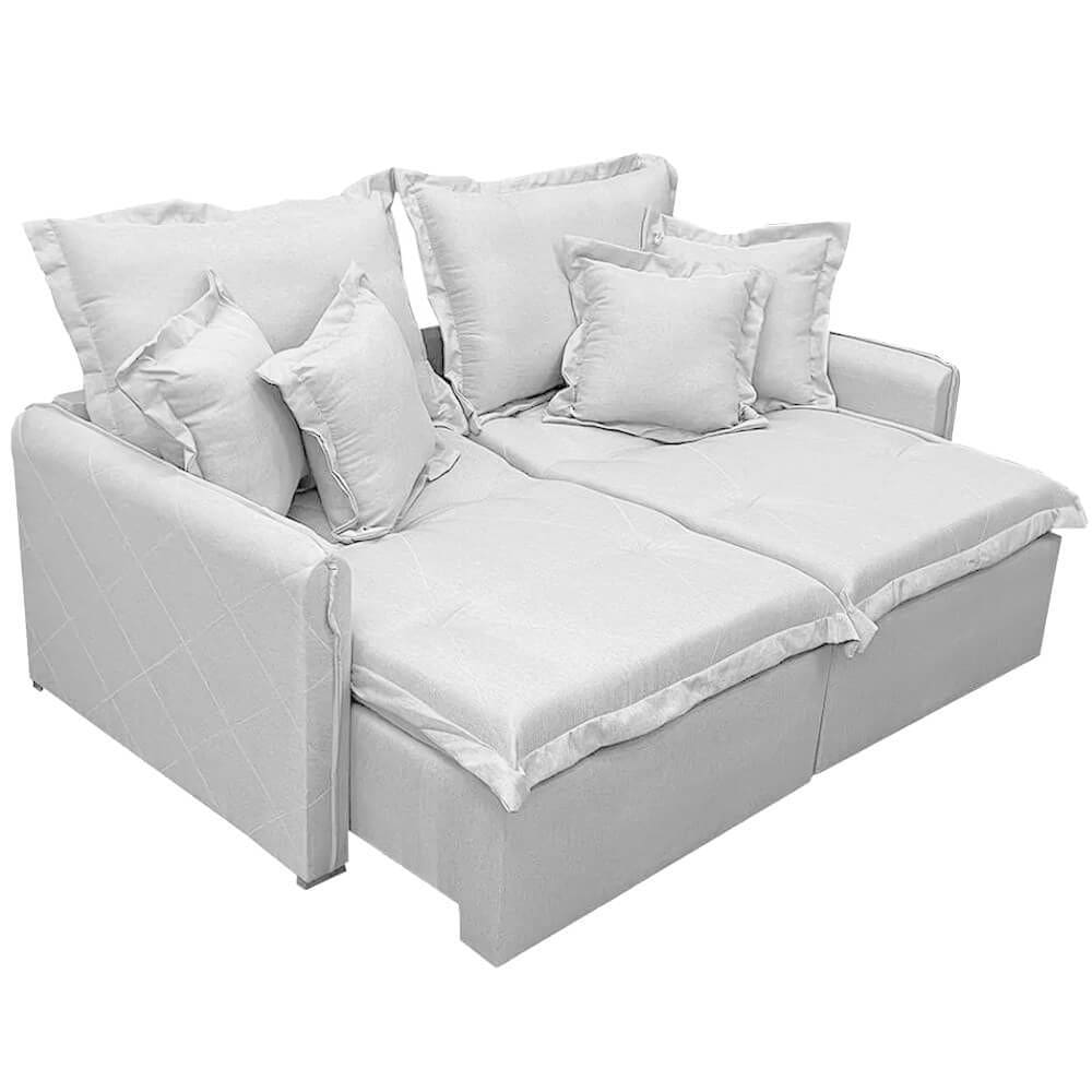 Sofá Cama Lima 200cm em Linho 3 Lugares Retrátil e Reclinável União Cor Gelo