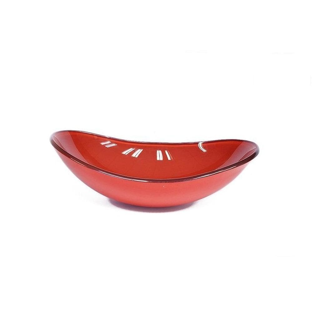 Cuba de Vidro Oval 47cm para Lavatório Vermelho