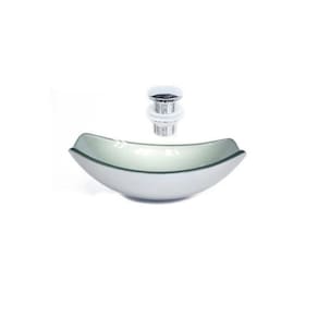 Cuba de Vidro Oval Chanfrada 46cm + Válvula Click Prata