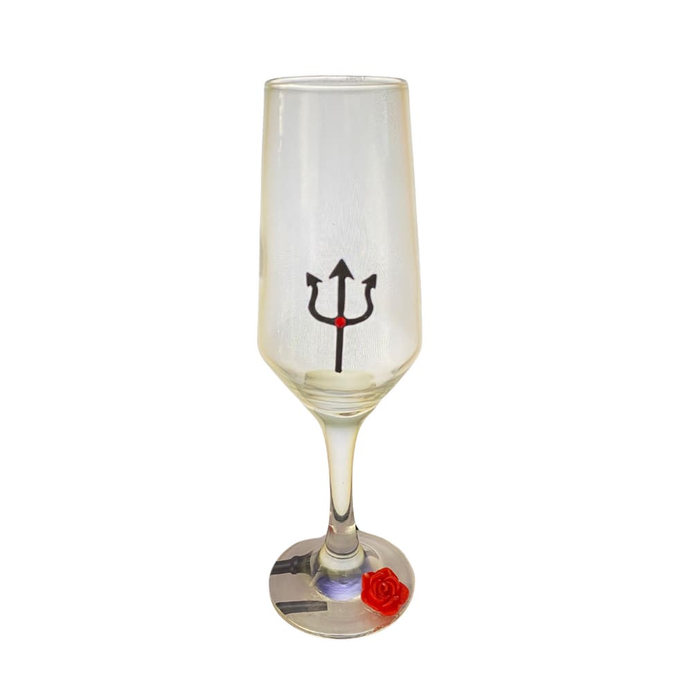 Taça Pomba Gira com Rosa Vermelha e Tridente Champagne 186ml