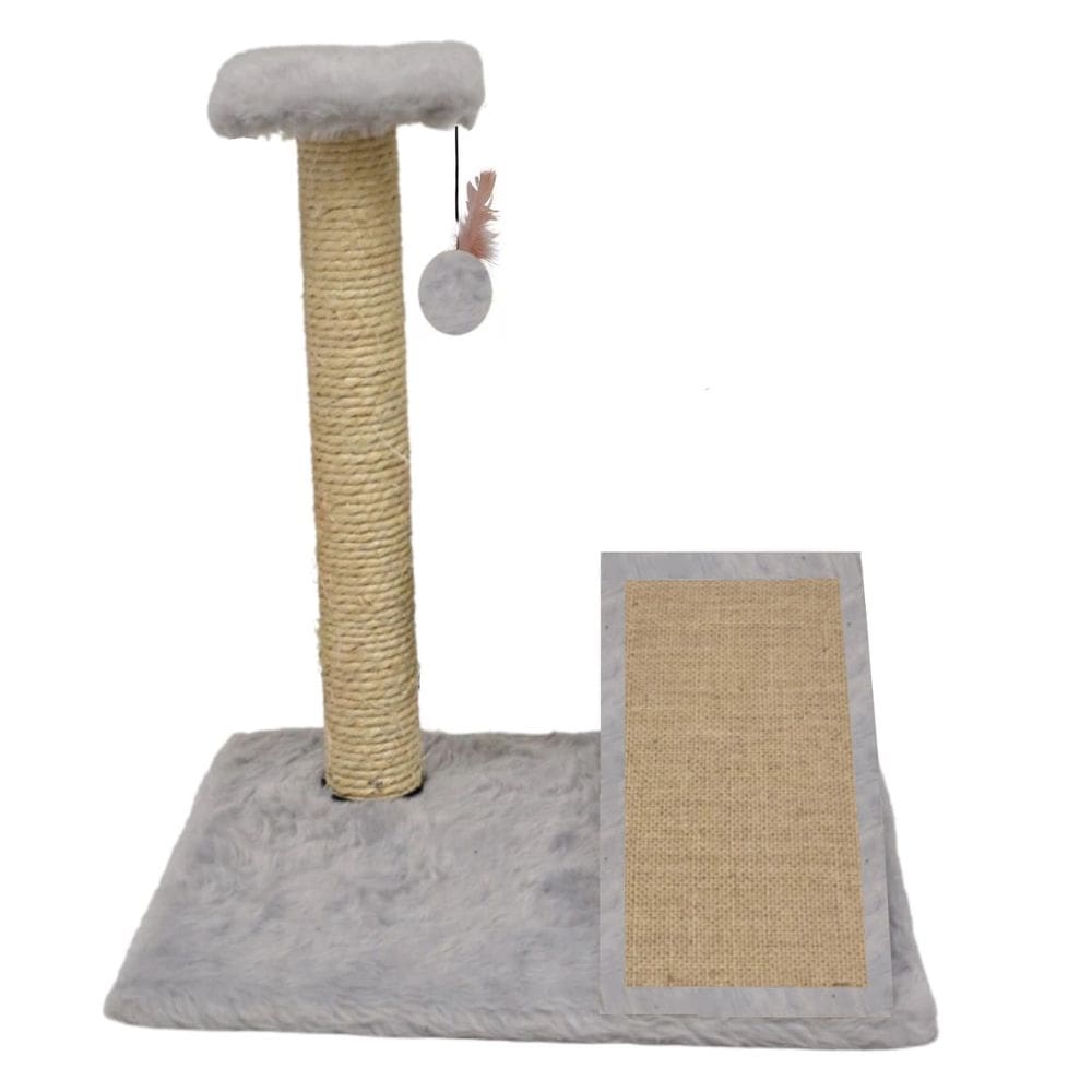 Arranhador P/ Gatos Cinza Poste C/ Rampa Brinquedo Exclusivo