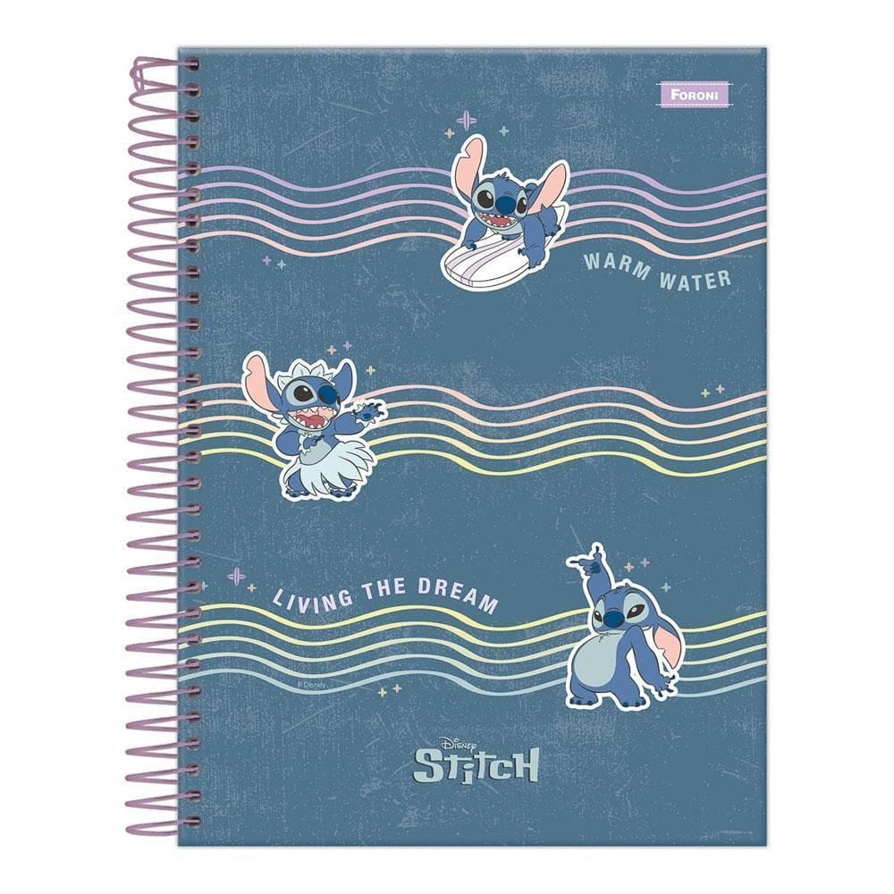 Caderno Colegial 1 Matéria 80Fl Stitch Warm Water Foroni