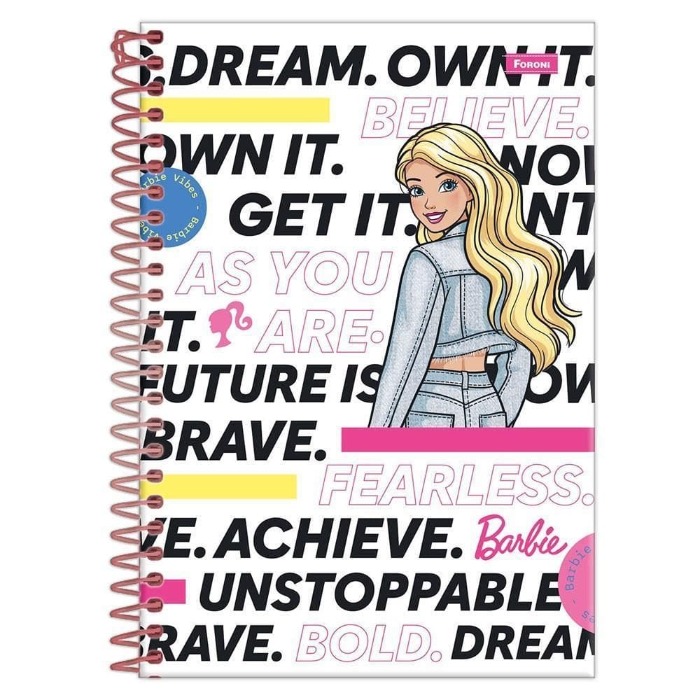 Caderno 1/4 Espiral 80Fls Barbie As You Are Foroni