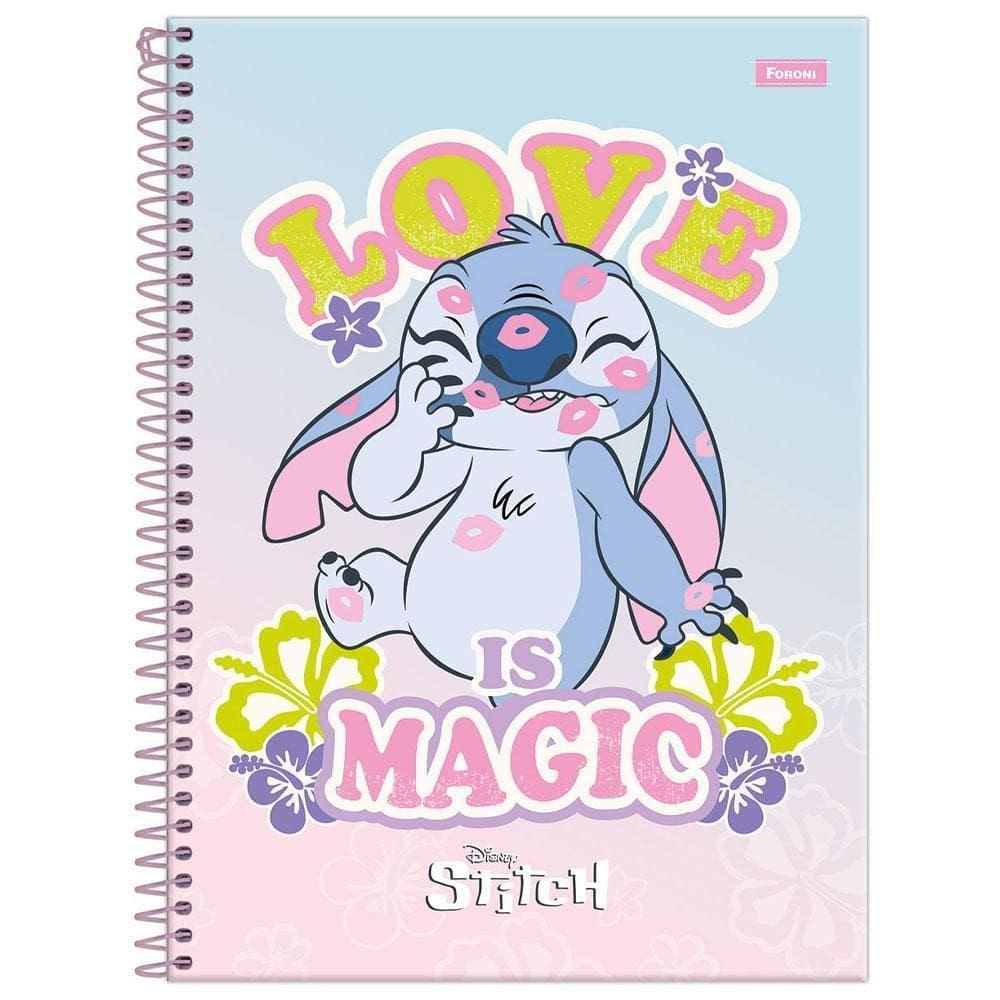 Caderno Univ 15 Matérias 240Fls Stitch Love Is Magic Foroni