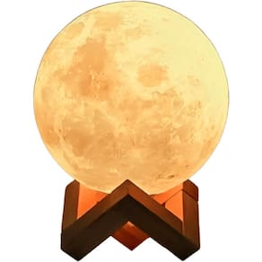Abajur Luminária Decoração De Mesa Lua Cheia Amarela Via USB