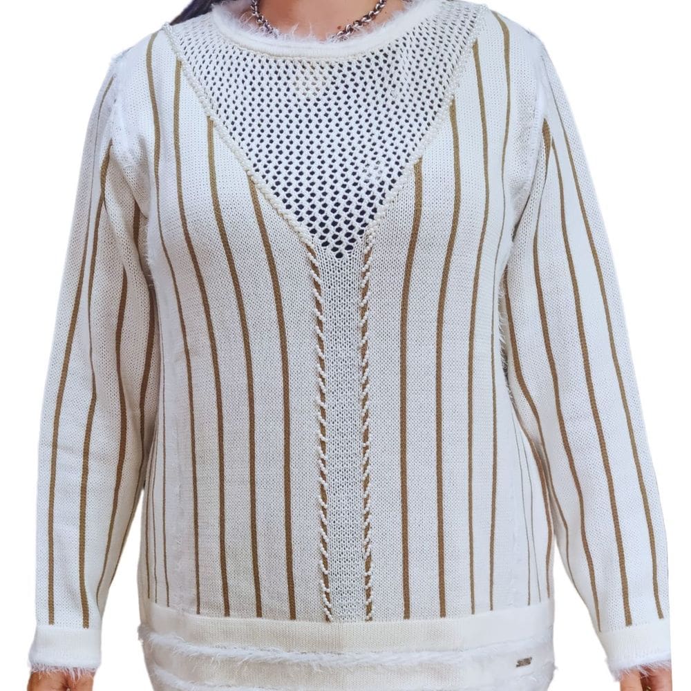Blusa Feminina Tricot Clajan Pérolas Plus Size