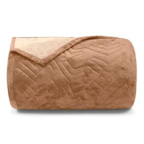 Cobertor Buettner Solteiro Flannel Plush 100% Poliéster Dupla Face 160mx240m Khaki Escuro / Khaki Claro