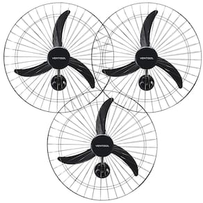 Kit 3 Ventilador De Parede Ventisol Oscilante 60cm Premium 3 Pás 200W