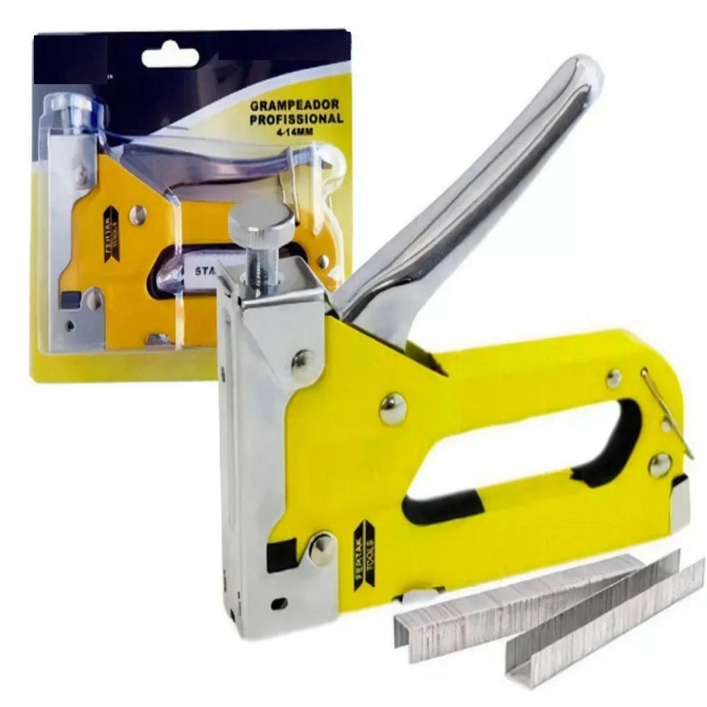 Kit Grampeador Pinador 3 Em 1 Manual Multiuso Madeira Forro Metal Tapeceiro