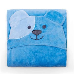 Manta Com Capuz Buettner Microfibra Infantil Ursinho Feliz 90cmx90cm Azul