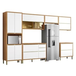 Cozinha Modulada Paola Composição 2 Carvalho Dakar Branco Brilho - Aramóveis