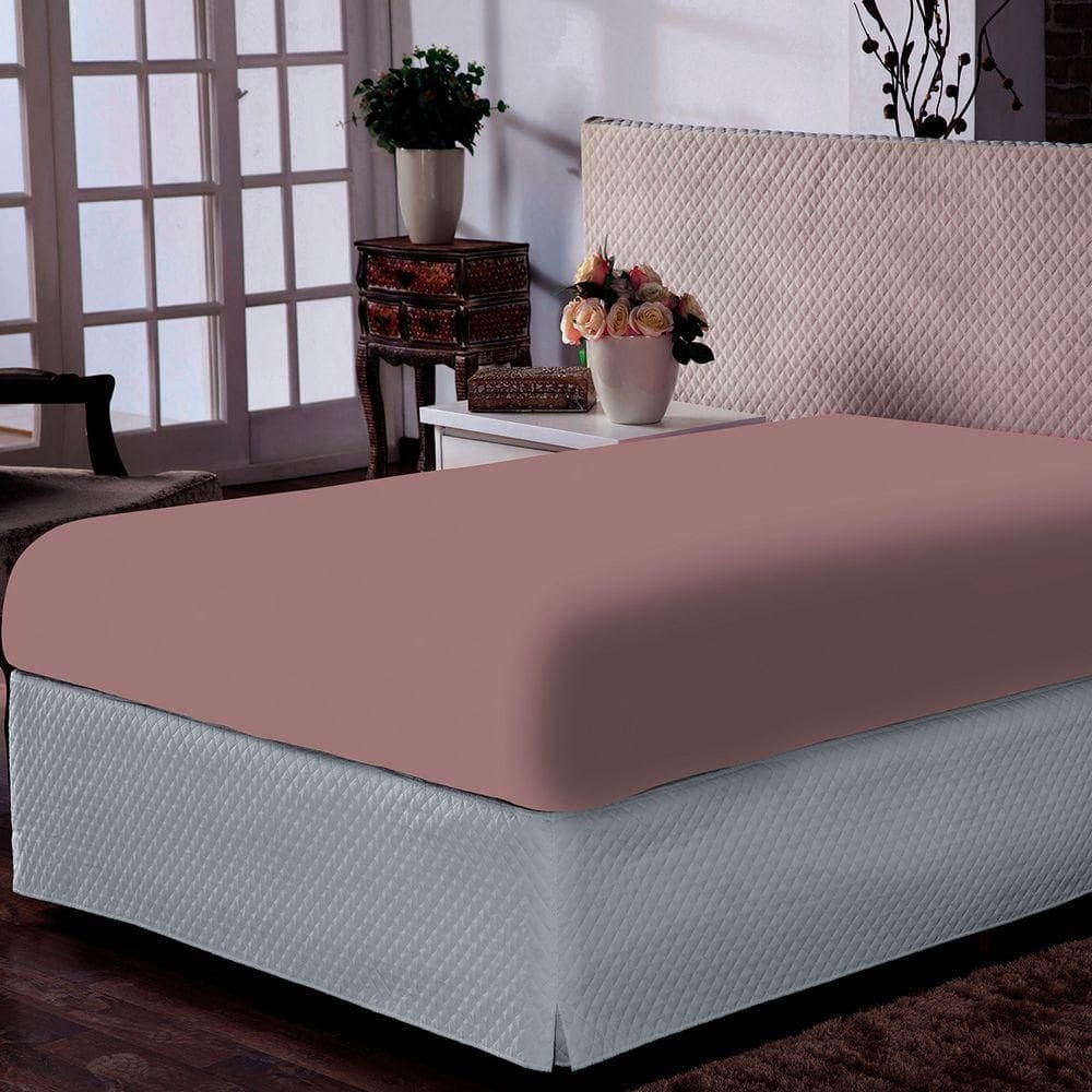 Lençol Portallar Casal Com Elástico Malha 100% Algodão Premiun Classic Rose Brid