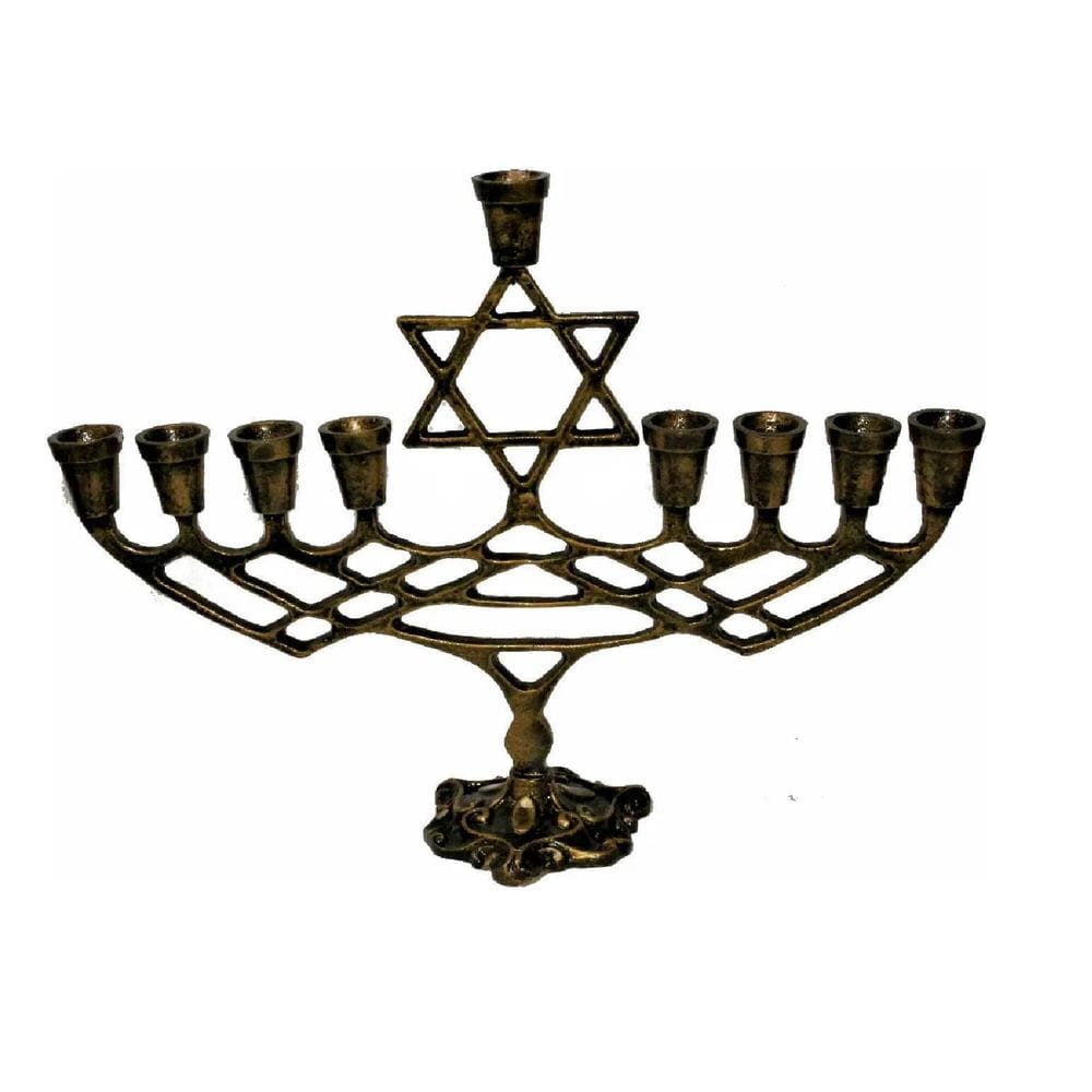 Candelabro 9 Velas - Menorá - Hanukkah Chanukiá Envelhecido