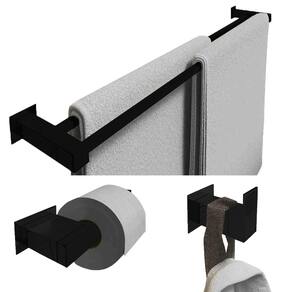 Kit Toalheiro Duplo 60Cm Inox 3 Pçs Polido Ou Preto Fosco