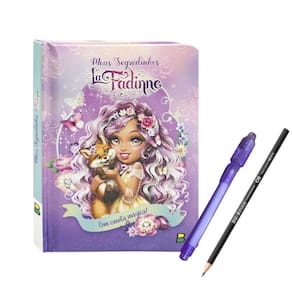 Livro Diário Meus Segredinhos Roxo Com Caneta Mágica +Lápis