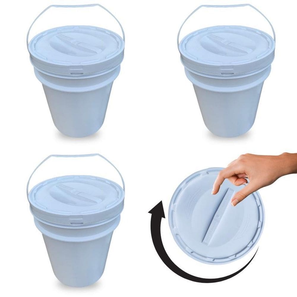 Bacia E Balde Para Bebe 20Litros E Tampa Rosca - Kit 10 Pçs