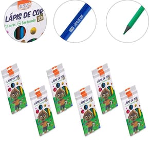 Kit 6 Caixa Lápis De Cor 12 Cores Resina Reciclada Sextavado