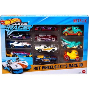 Carros e caminhões de brinquedo Hot Wheels Let`s Race, pacote com 10 unidades, escala 1:64