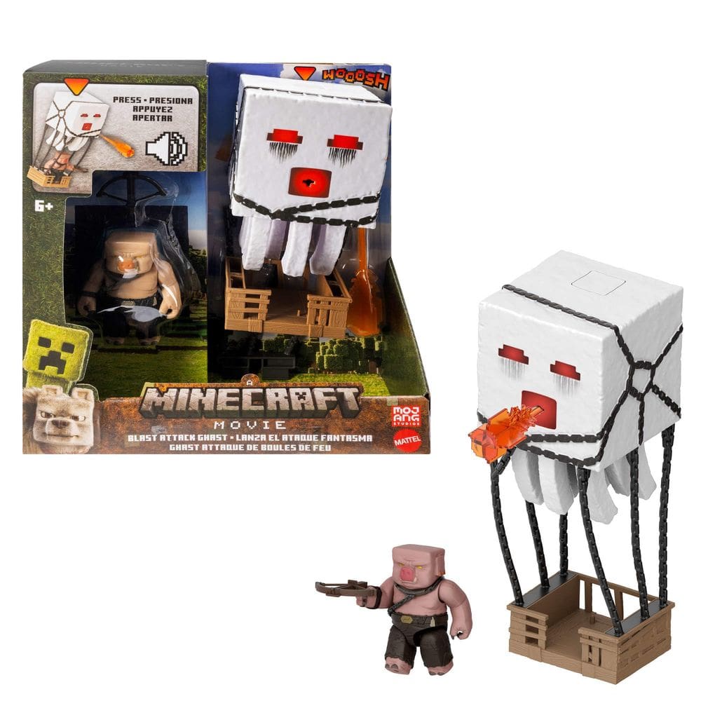 Conjunto de bonecos de ação Minecraft Blast Attack Ghast com luzes