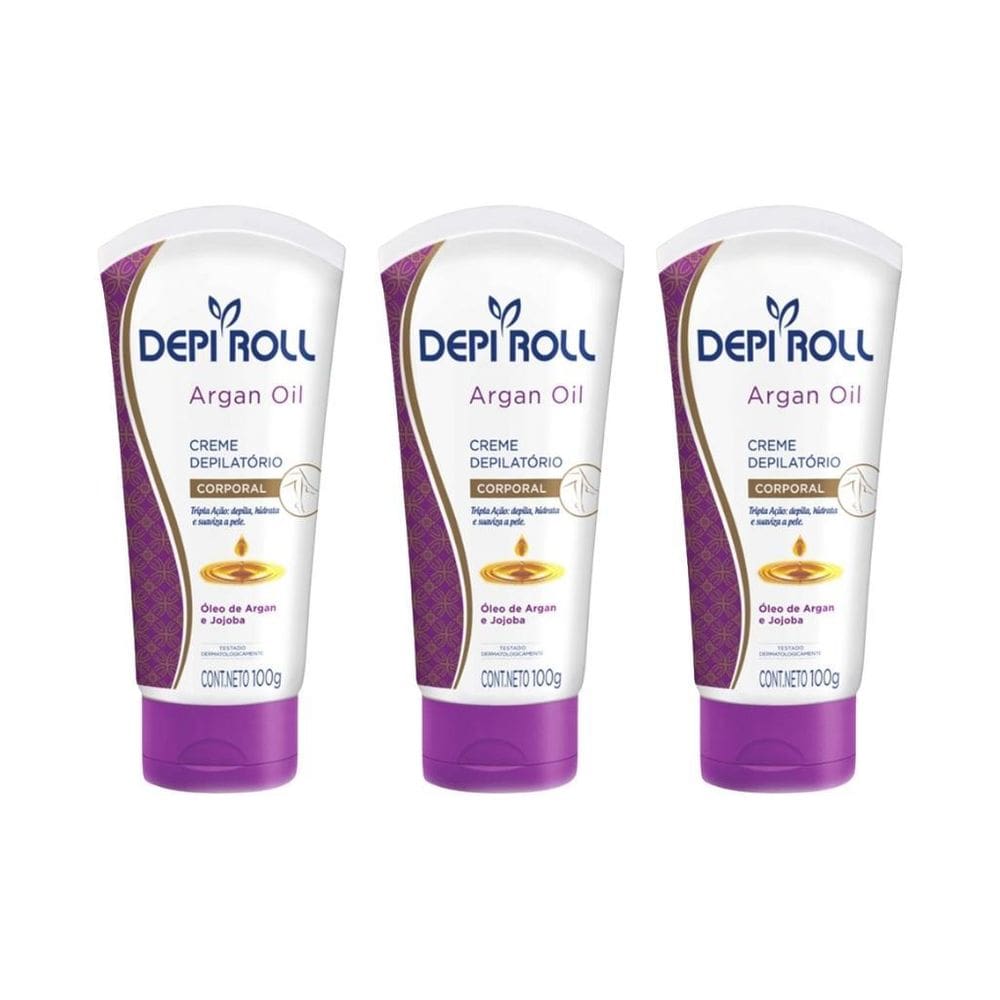 Depilatorio Depiroll Creme Corporal 100G Argan - Kit Com 3Un