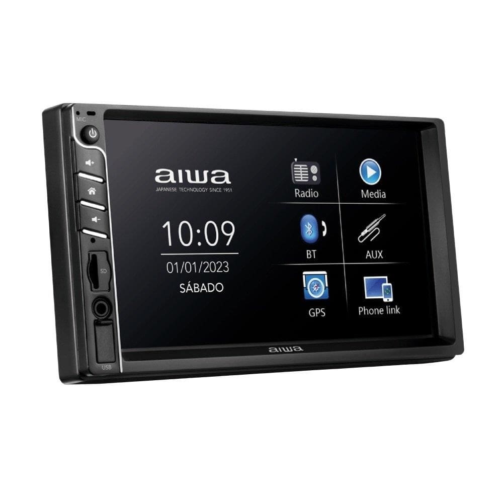 Som Automotivo Aiwa AWS-CA-DD-01 | USB, Aux, Pen Drive, SD Card, 100 W, Preto