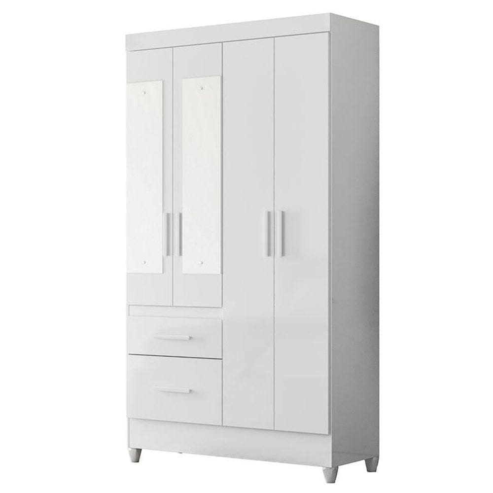 Guarda Roupa Infantil Madri 4 Portas Branco Flex Com Espelho - Moval