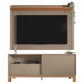 Painel Para TV 55 Pol e Rack Bancada 150cm Lucca Areia/Freijó C01 - Mpozenato