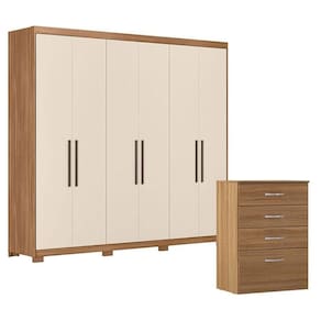 Cômoda Astral E Guarda Roupa Casal Venice 62480pe Amendola Touch Off White Com Pés - Demóbile
