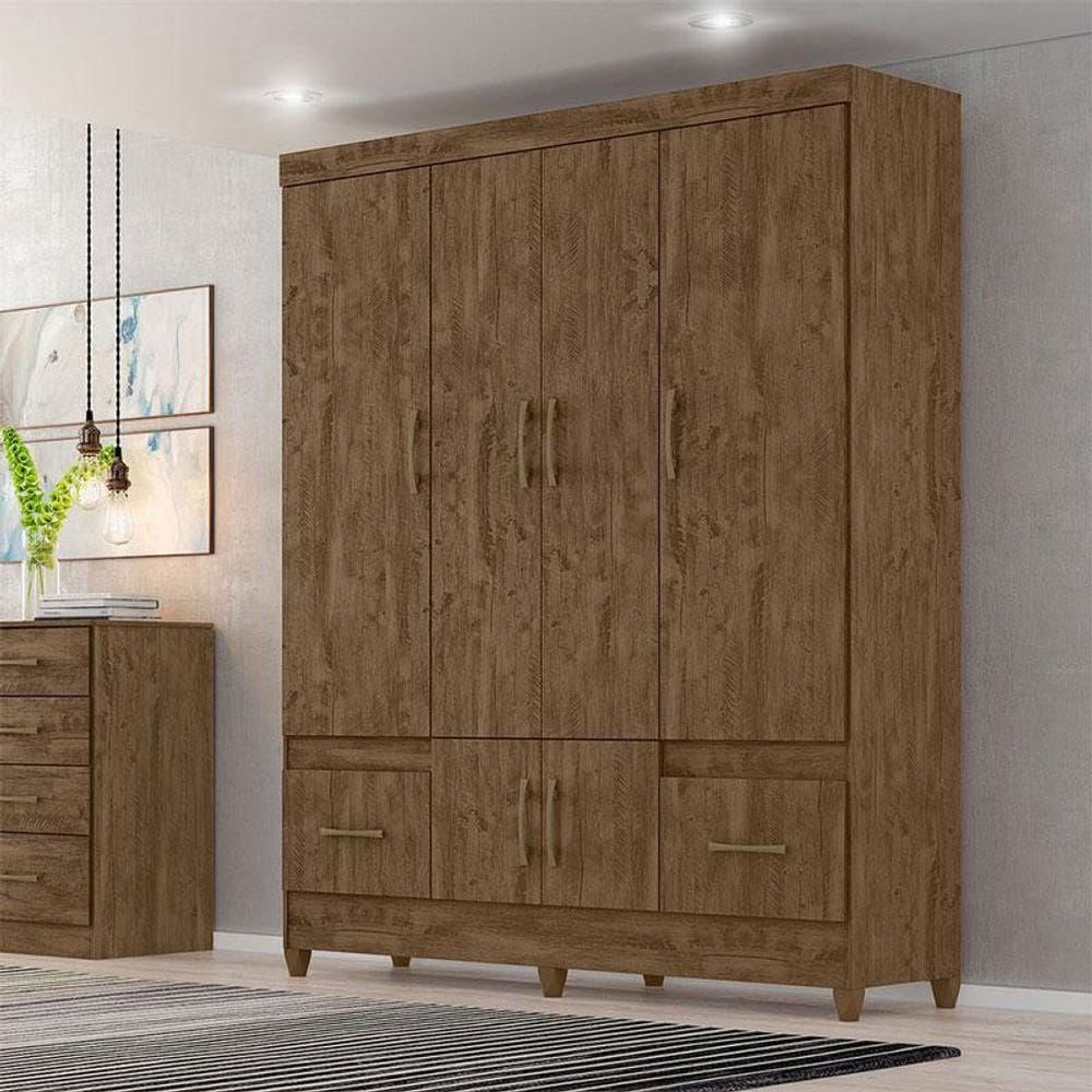 Guarda Roupa Casal Ambiente Ms912 6 Portas Castanho Wood - Moval