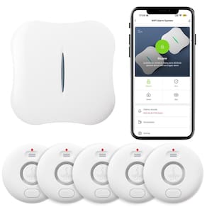 Detectores de vazamento de água RUIKORING WiFi, pacote com 5, com alarme de 120 dB