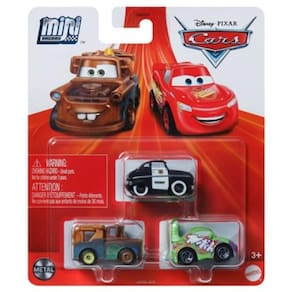 Pacote de 3 Disney Cars Mini Racers (Speed Limit Mater, Sheriff e Wingo)