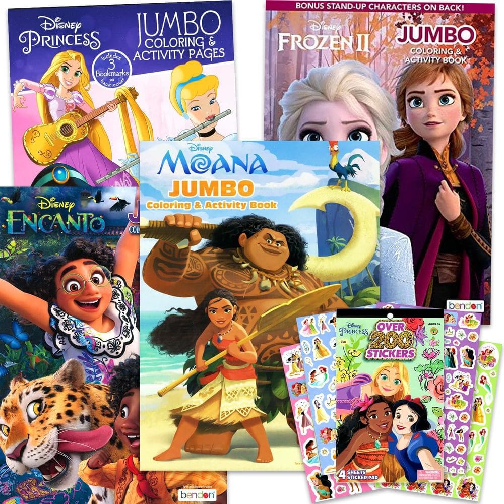 Conjunto de atividades para colorir Disney Princess Encanto Moana Frozen